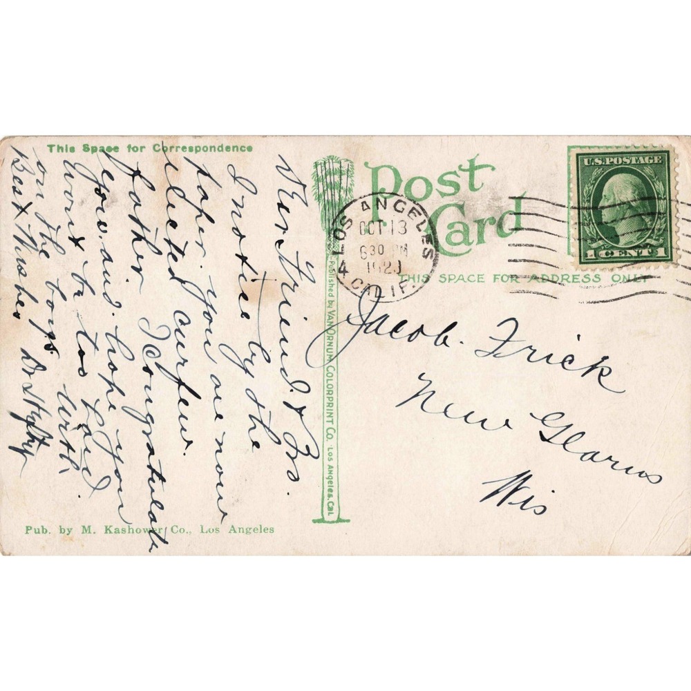 Vtg 1924 Los Angeles CA Postcard Broadway North 7th St Orpheum Theatre RPO - Picture 2 of 2